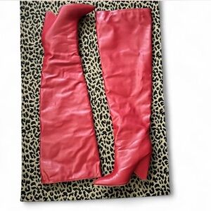 Red Over-the-Knee slouch Boots